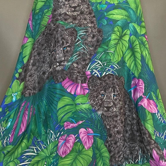 Vintage Salvatore Ferragamo Silk Scarf Coveted Black Panther Cub 34 In Exc Cond - Picture 4 of 10